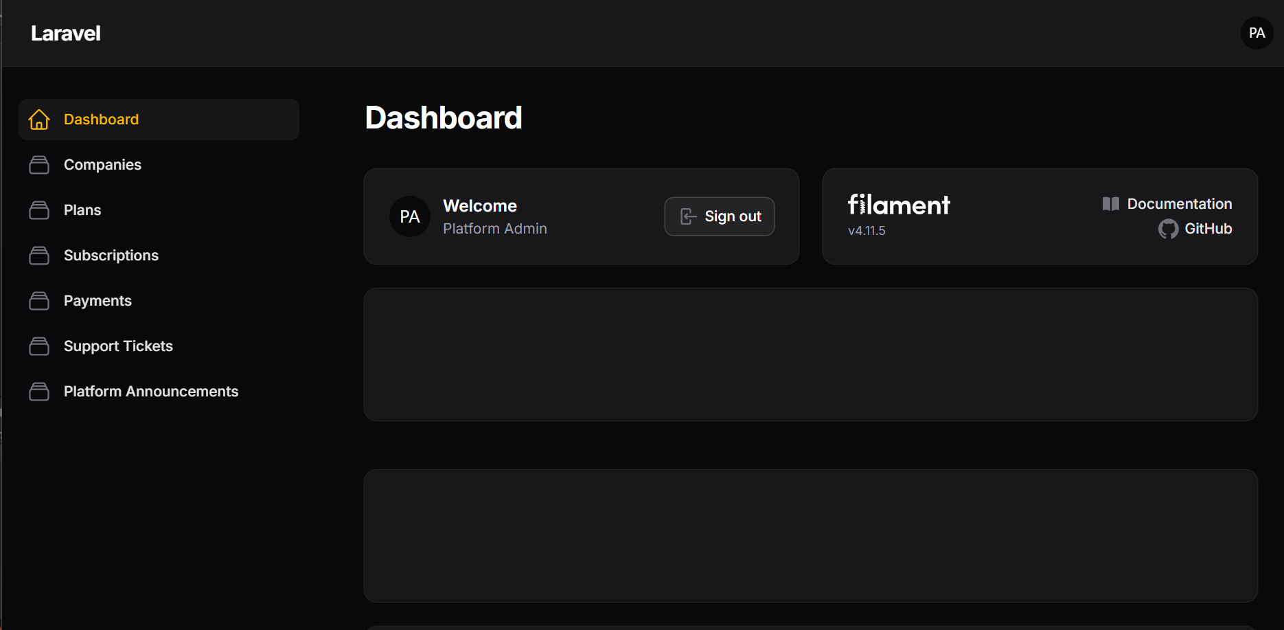 HealthCore + PharmaCore — company dashboard view